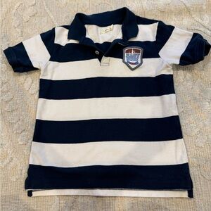 Sfera (Spain) boys cotton Polo Shirt size 7-8 Navy Blue and white stripes
